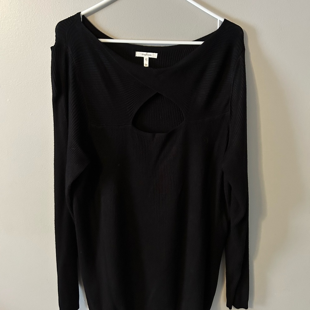 Maurices Black Asymmetrical Cut Out Top